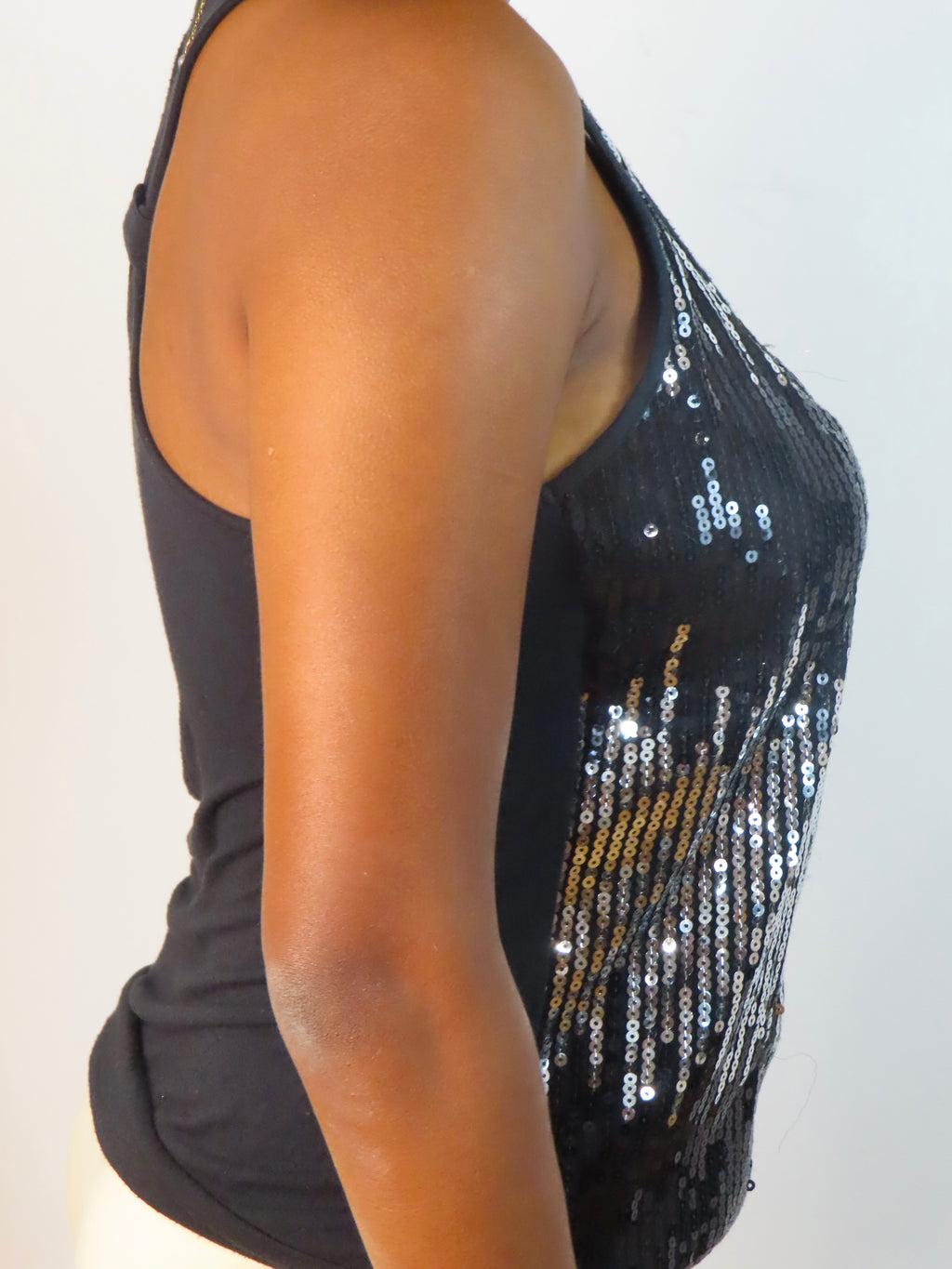 Sequin Vintage Black & Silver Top