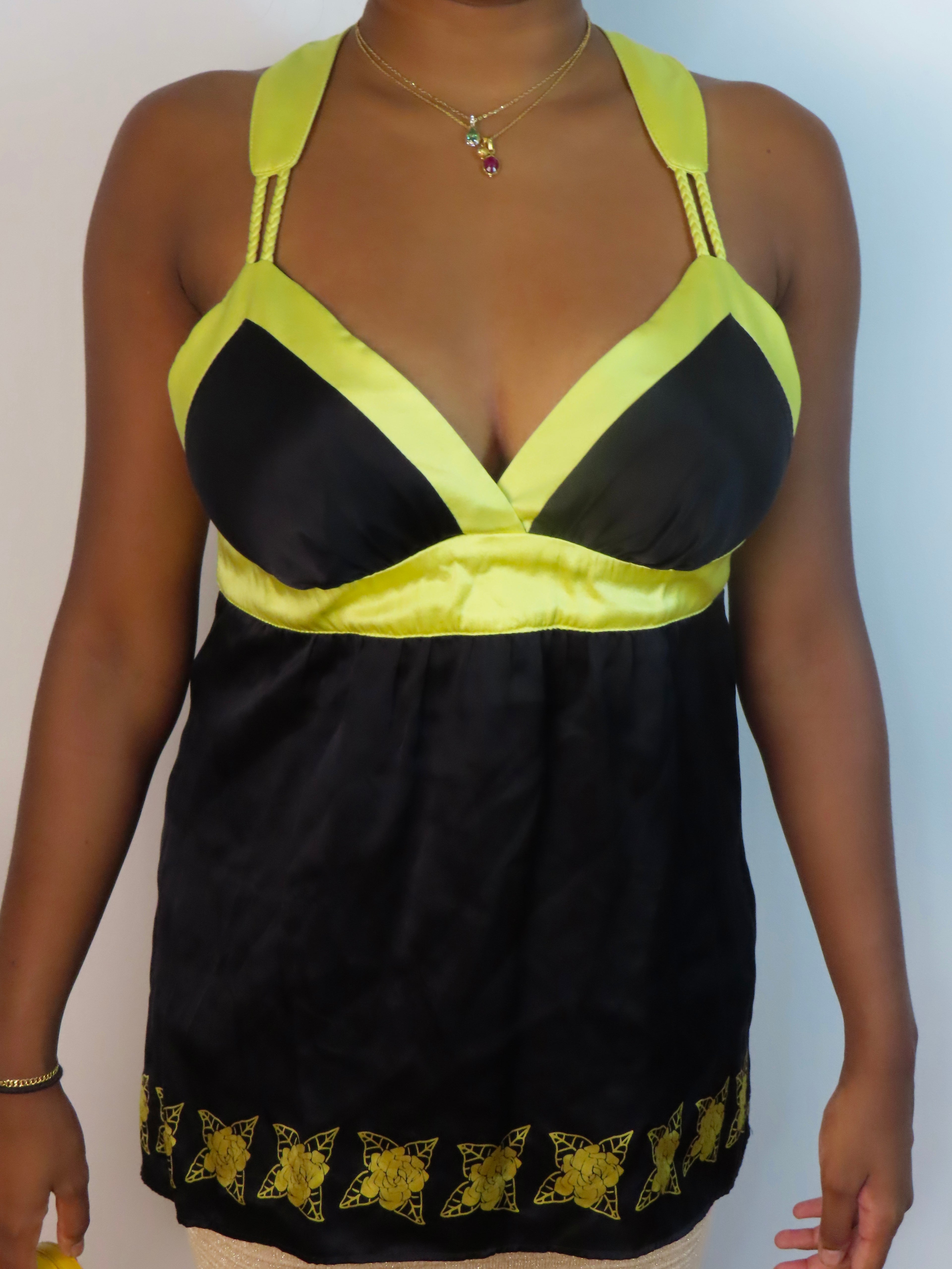 Vintage Butterfly Black & Yellow Top