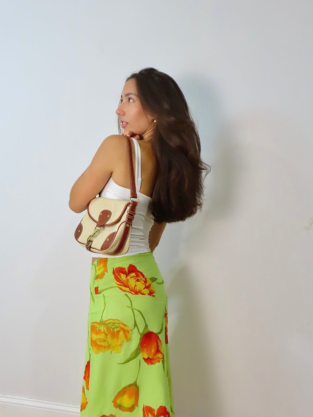 Vintage Green Floral Skirt