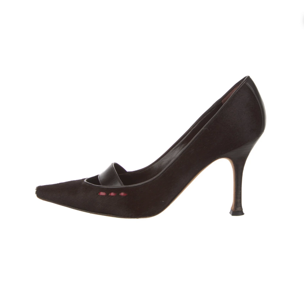 Brown Pony Hair Manolo Blahnik