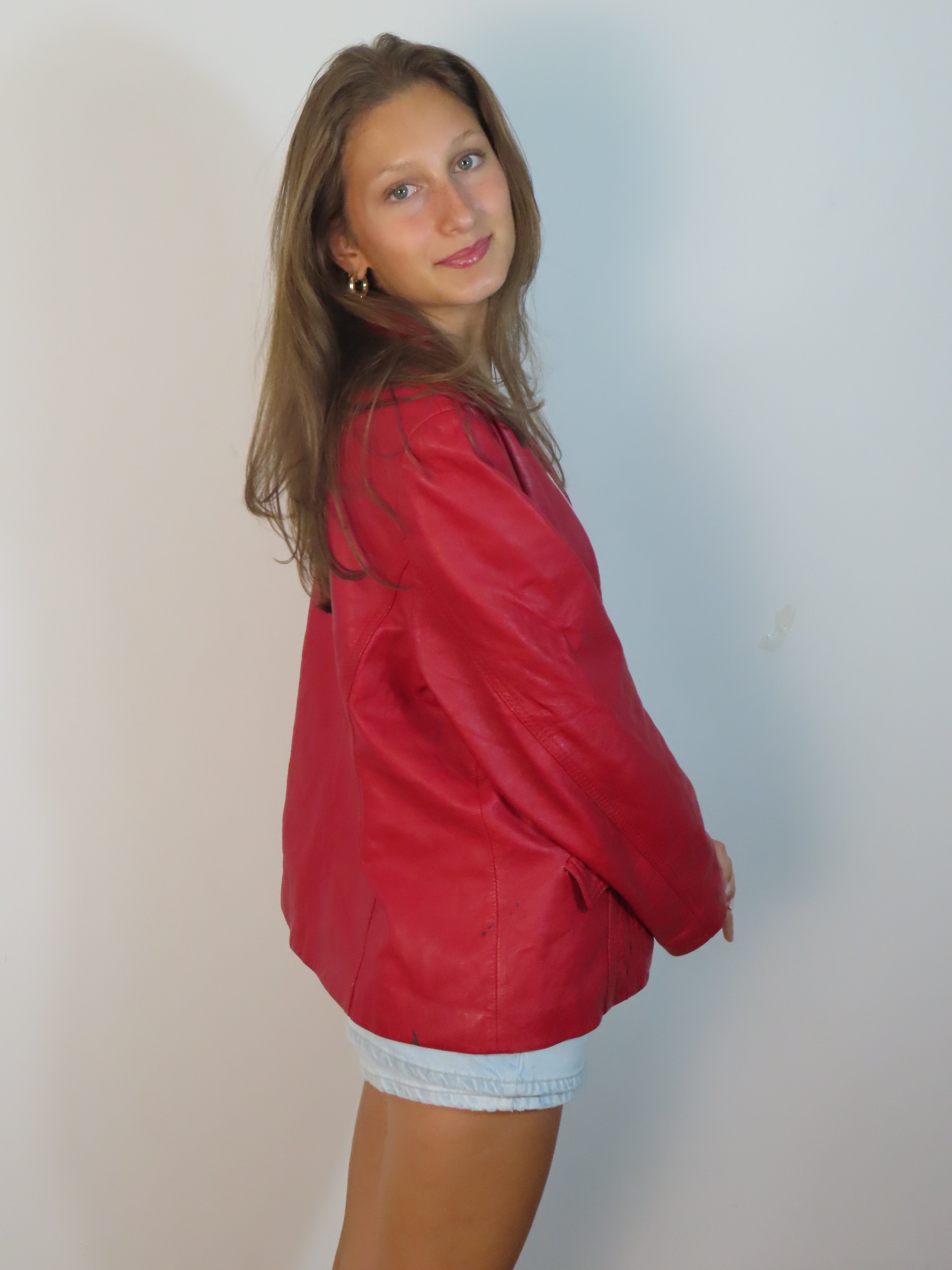 Vintage Italian Cherry Red Leather Jacket
