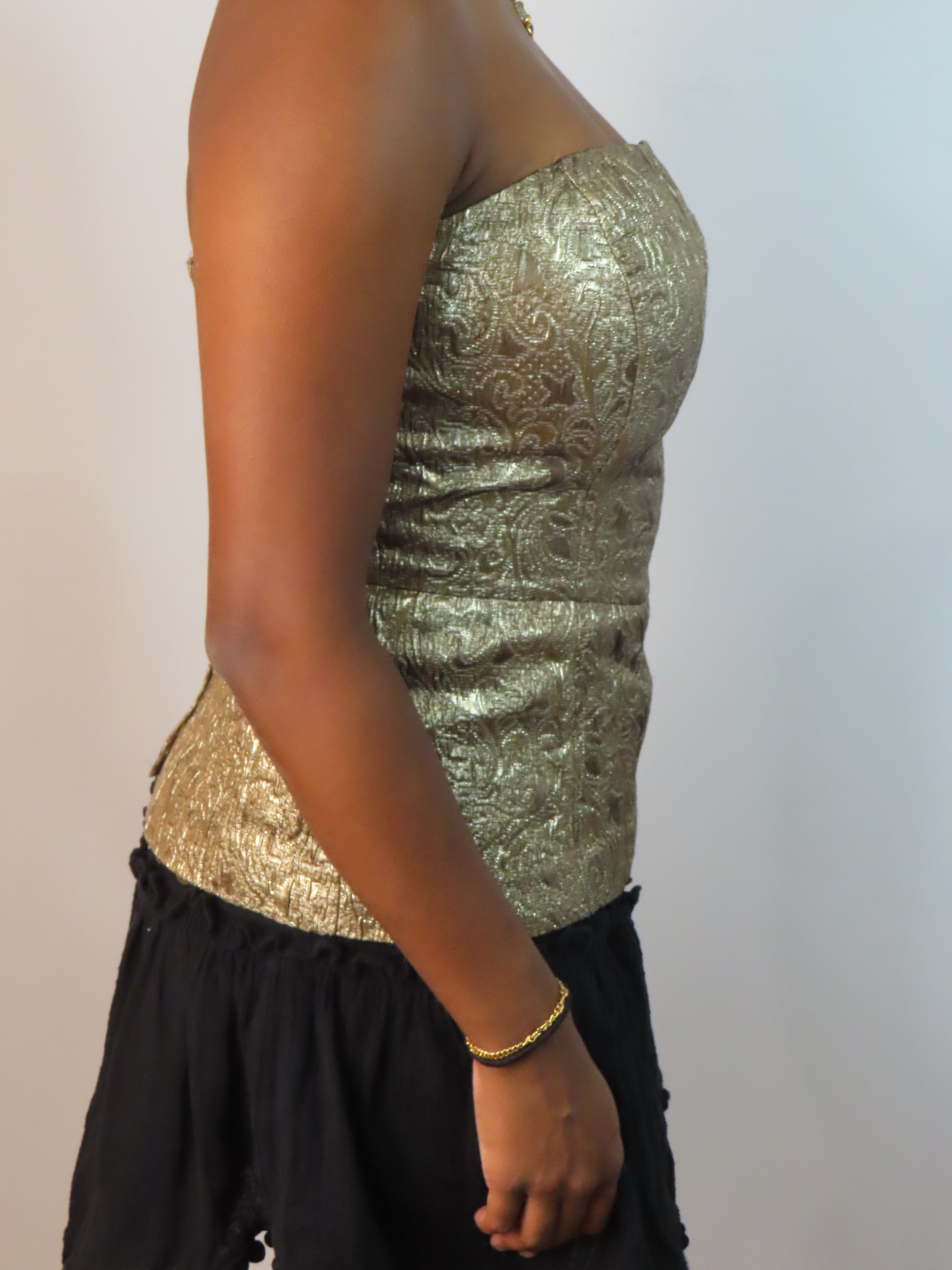 2000s Gold Detailed Corset Top
