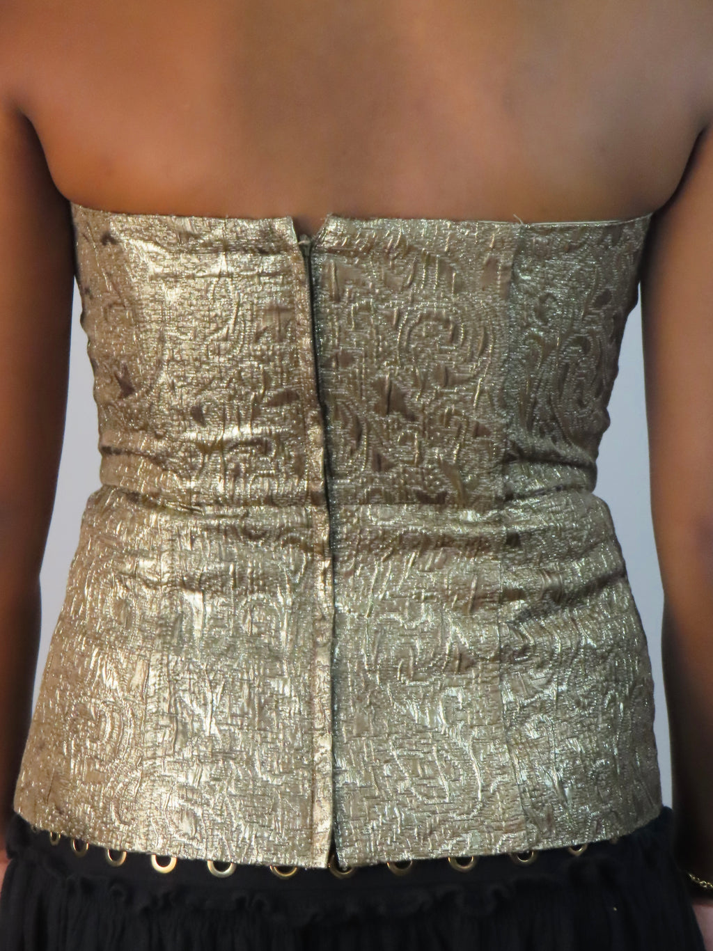 2000s Gold Detailed Corset Top