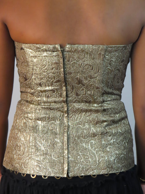 2000s Gold Detailed Corset Top