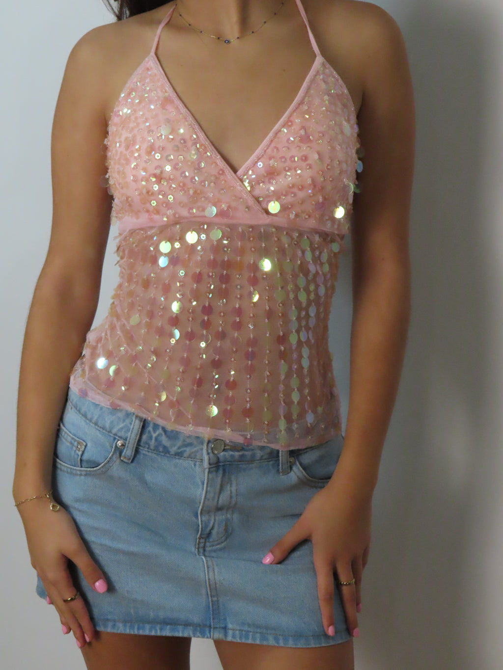 Vintage Sequin Halter Top