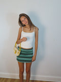 Vintage Green ZigZag Mini Skirt
