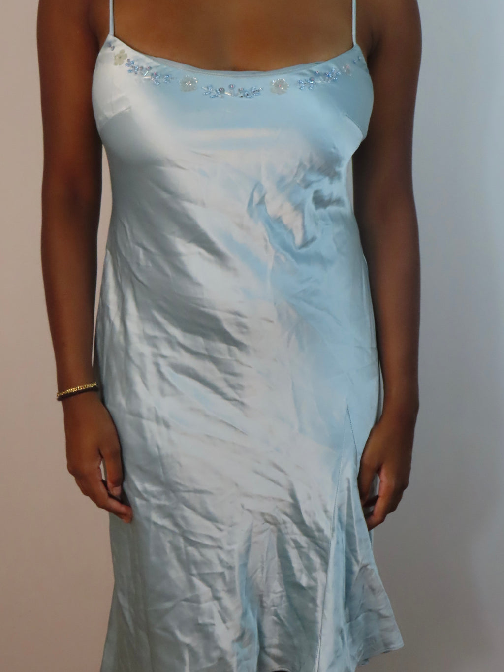 Vintage Hermes Govantes Satin Sequin Midi Dress