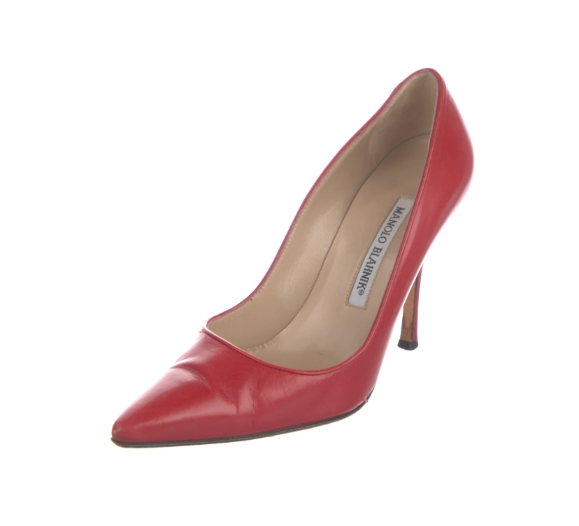 Red Manolo Blahnik Leather Pumps