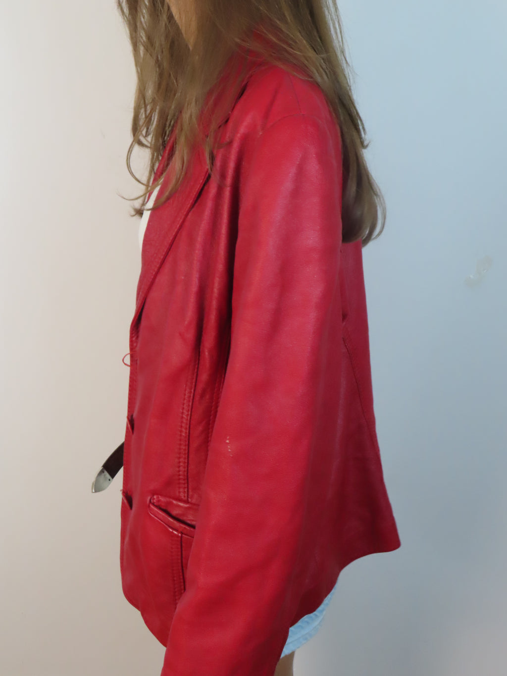 Vintage Italian Cherry Red Leather Jacket