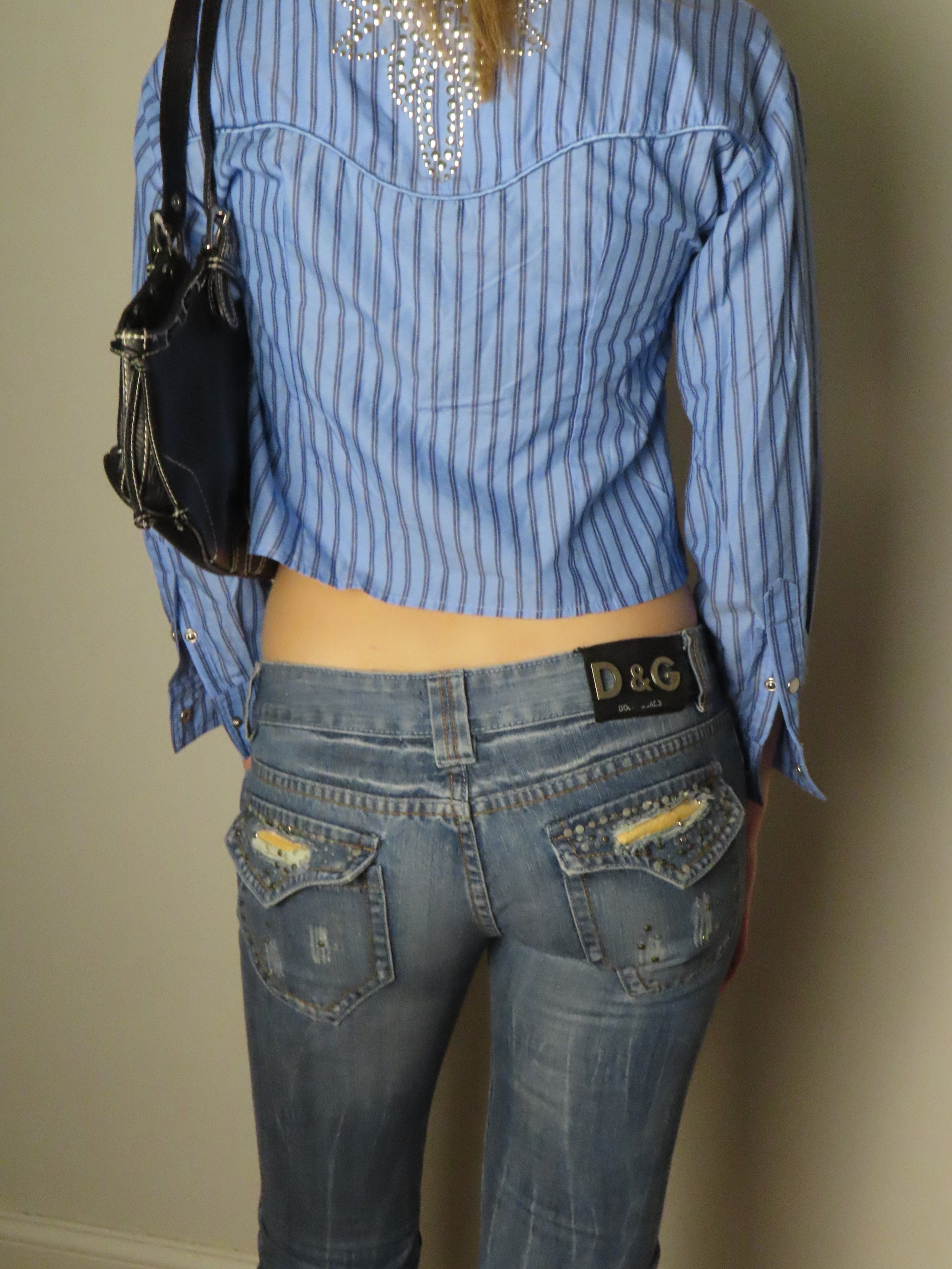Vintage Studded Striped Button Up
