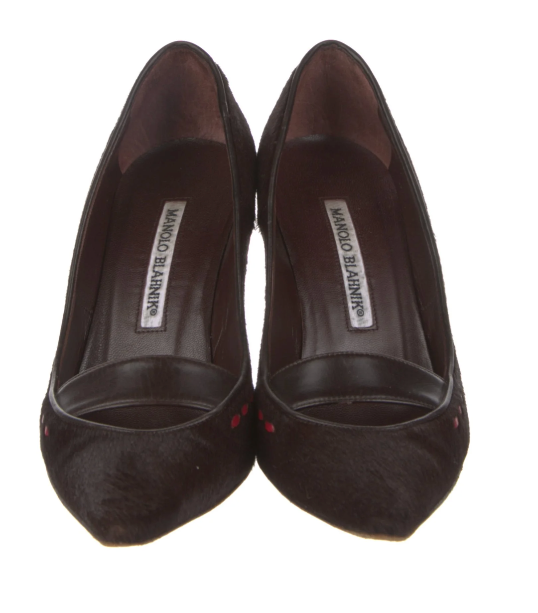Brown Pony Hair Manolo Blahnik