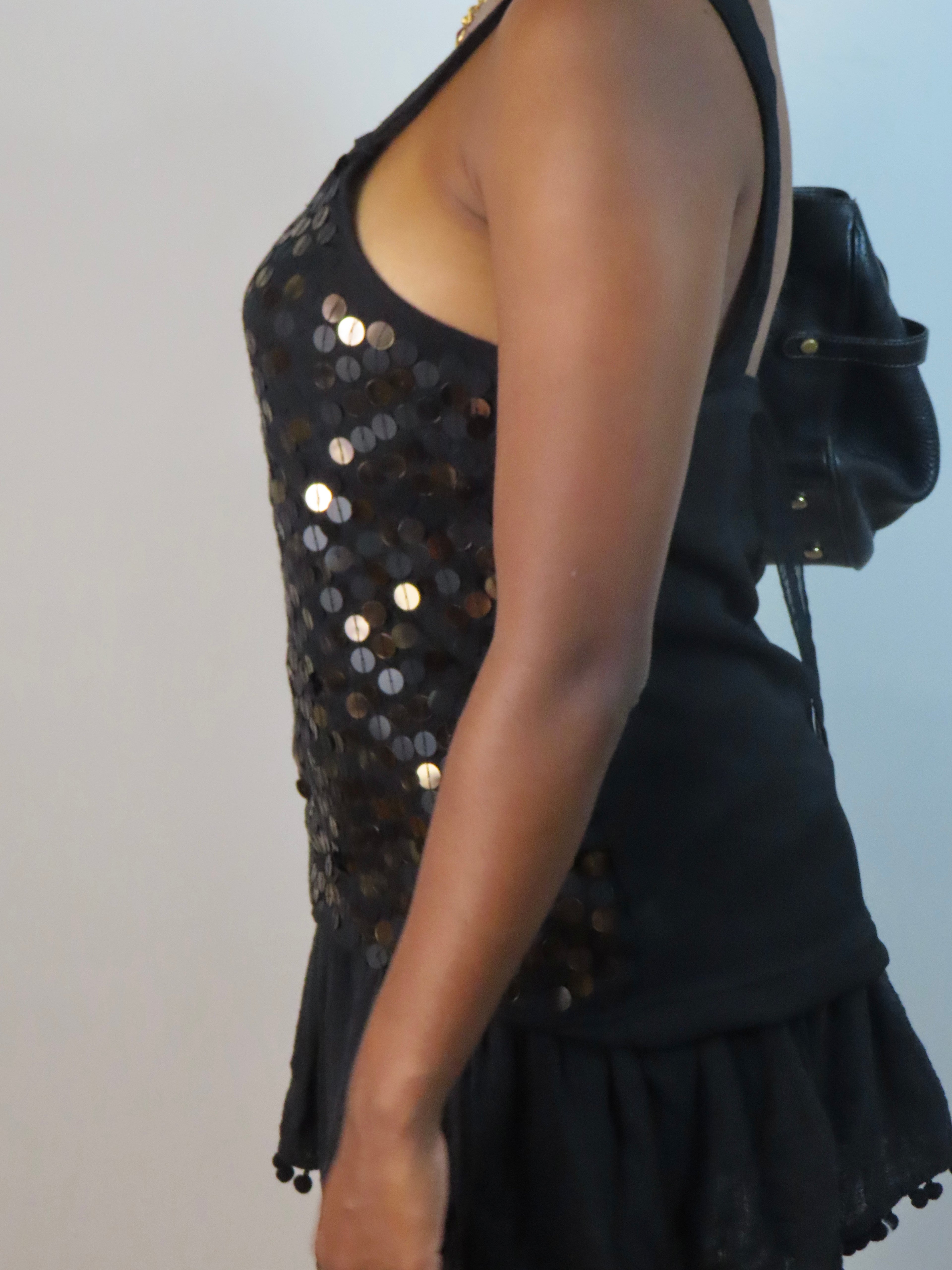 Vintage Black Sequin Gold & Black Top