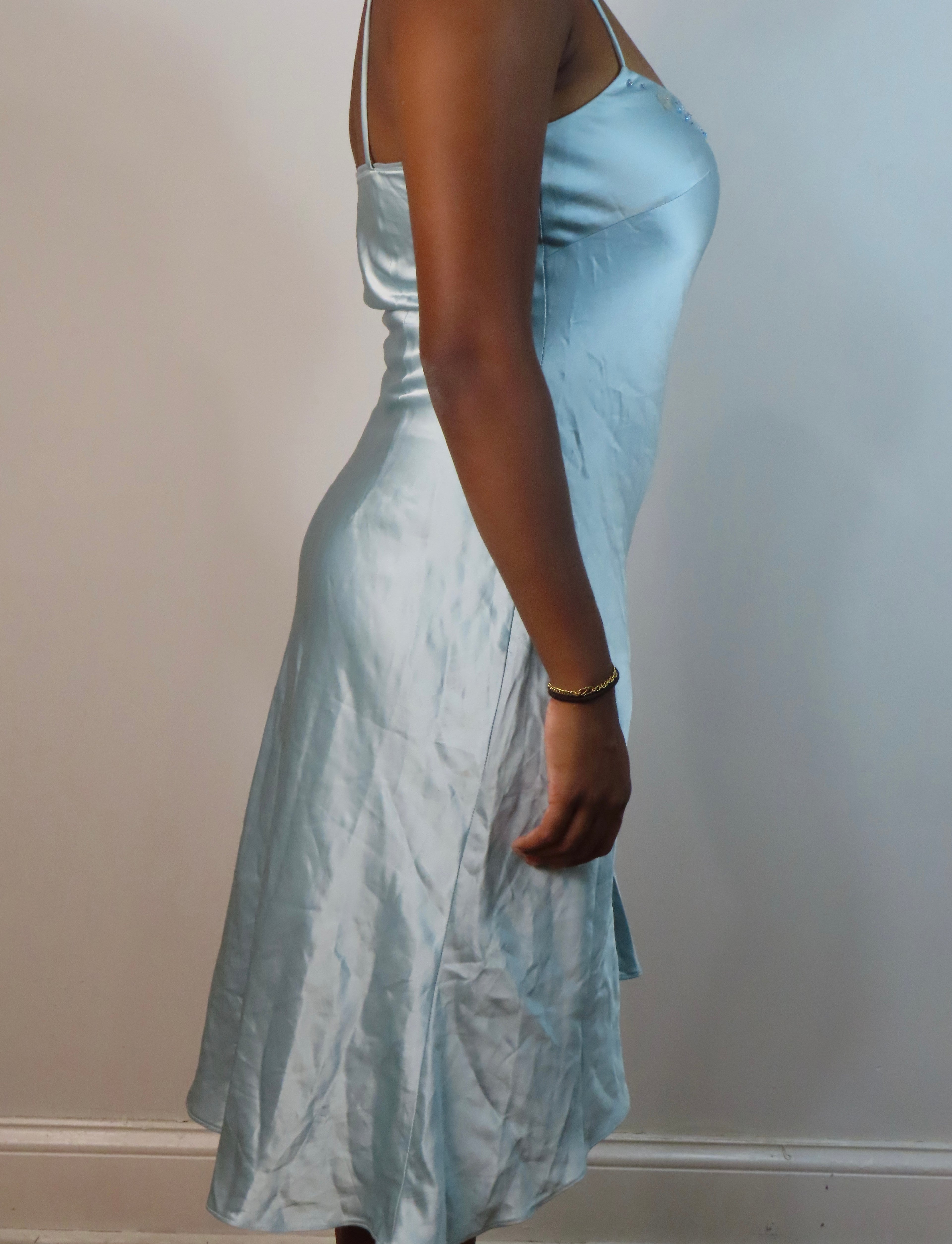 Vintage Hermes Govantes Satin Sequin Midi Dress