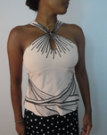 2000s Light Pink Halter with Black Sequins