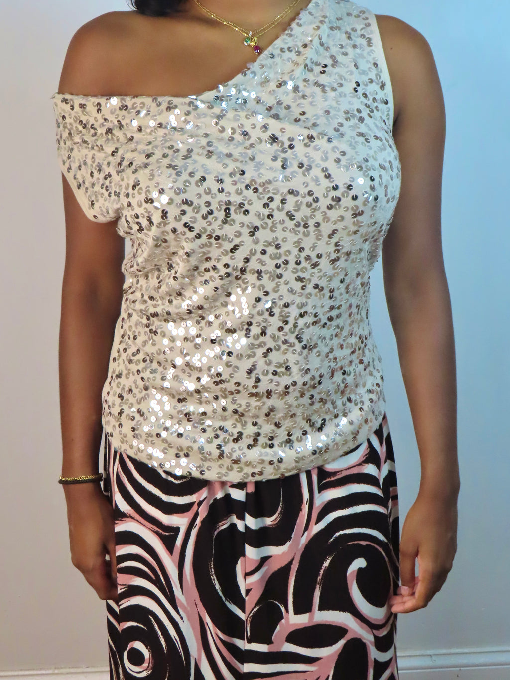 Vintage Champagne Sequin Top