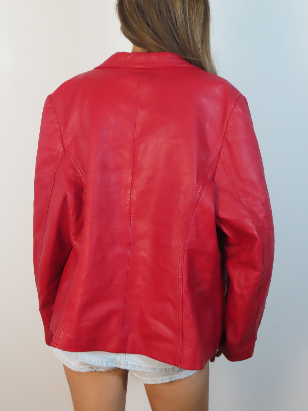 Vintage Italian Cherry Red Leather Jacket