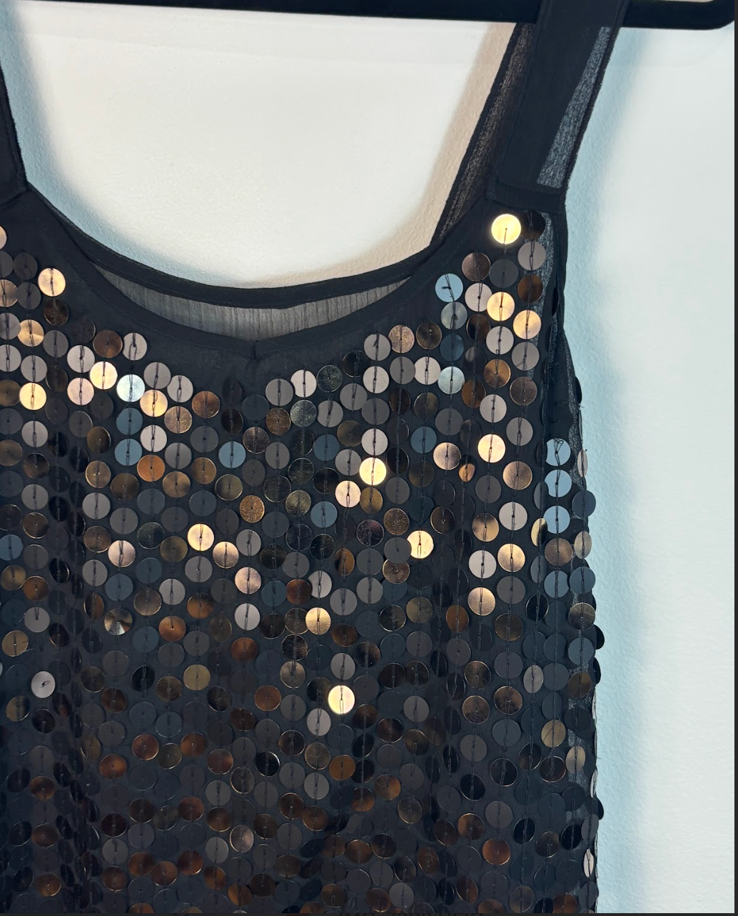 Vintage Black Sequin Gold & Black Top