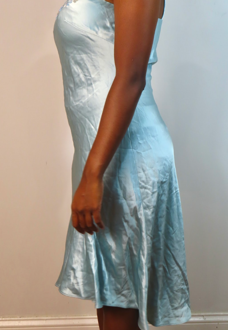 Vintage Hermes Govantes Satin Sequin Midi Dress