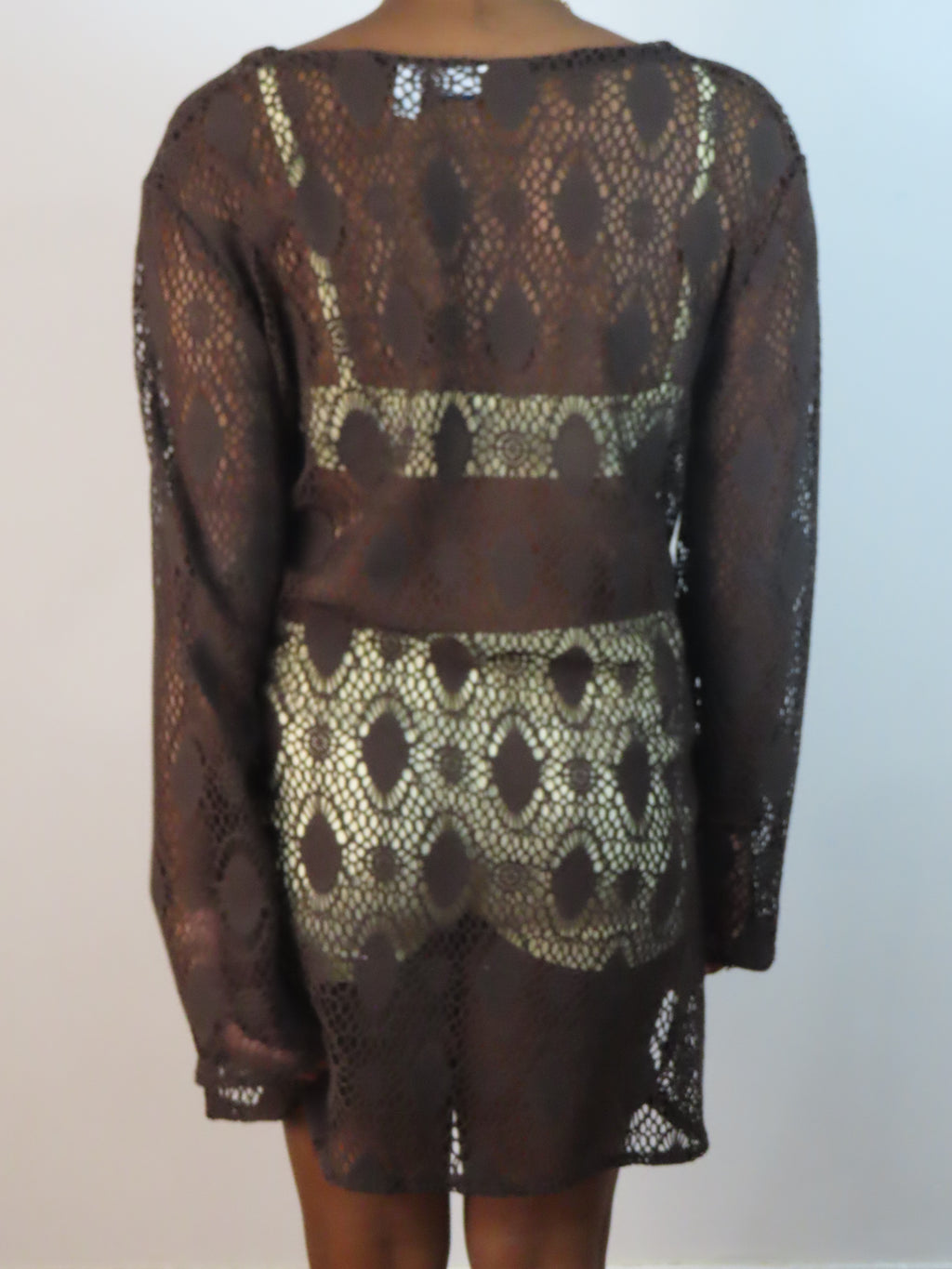 2000s Brown Crochet Dress