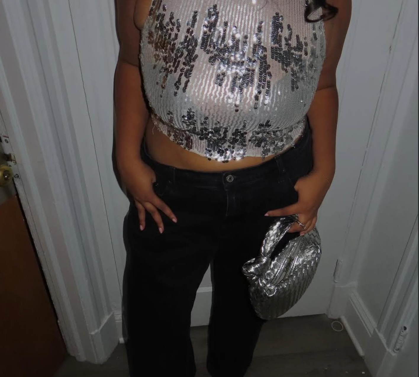 Sequin Silver Top