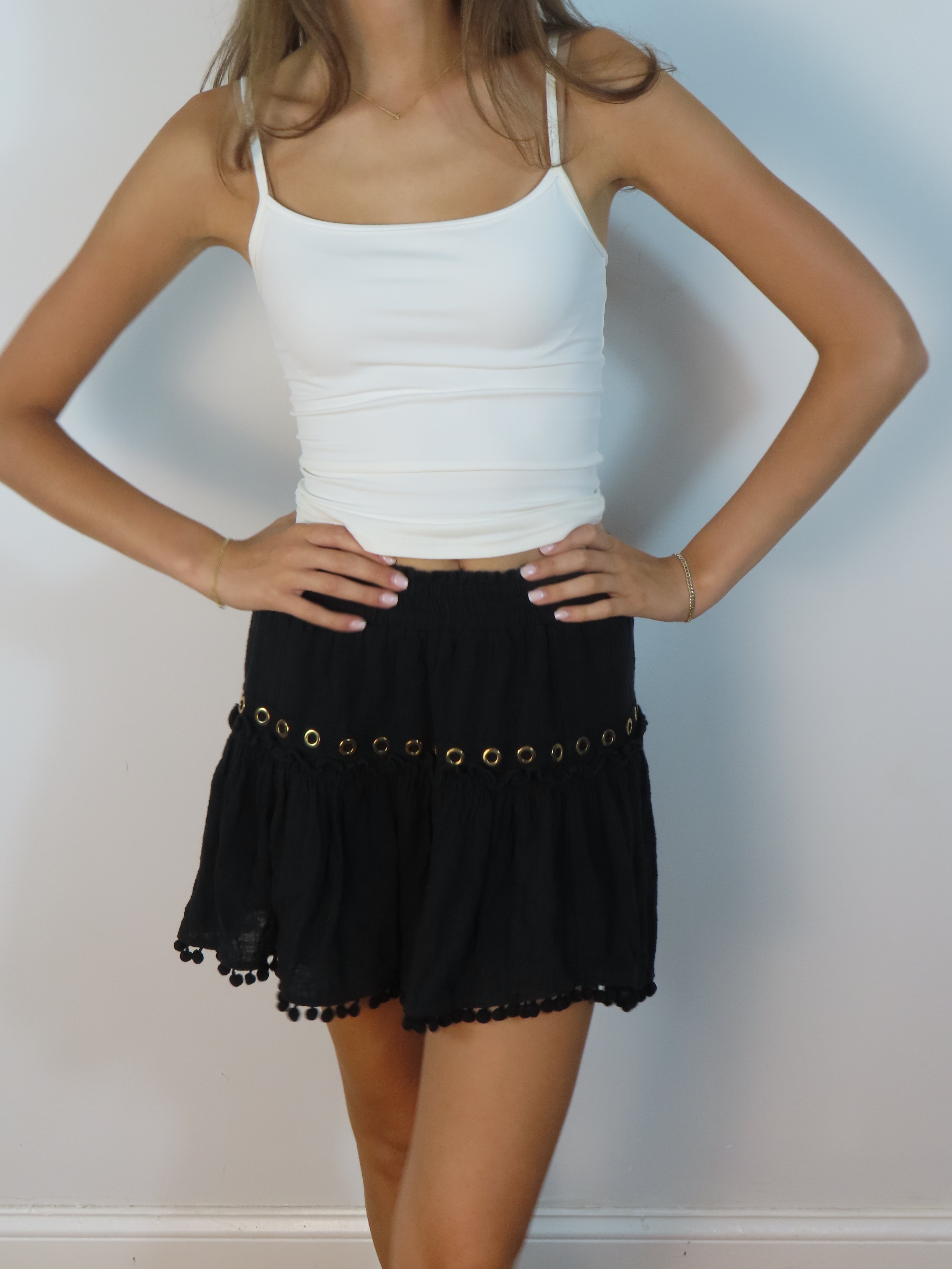 Black Mini Skirt with Gold Detailing
