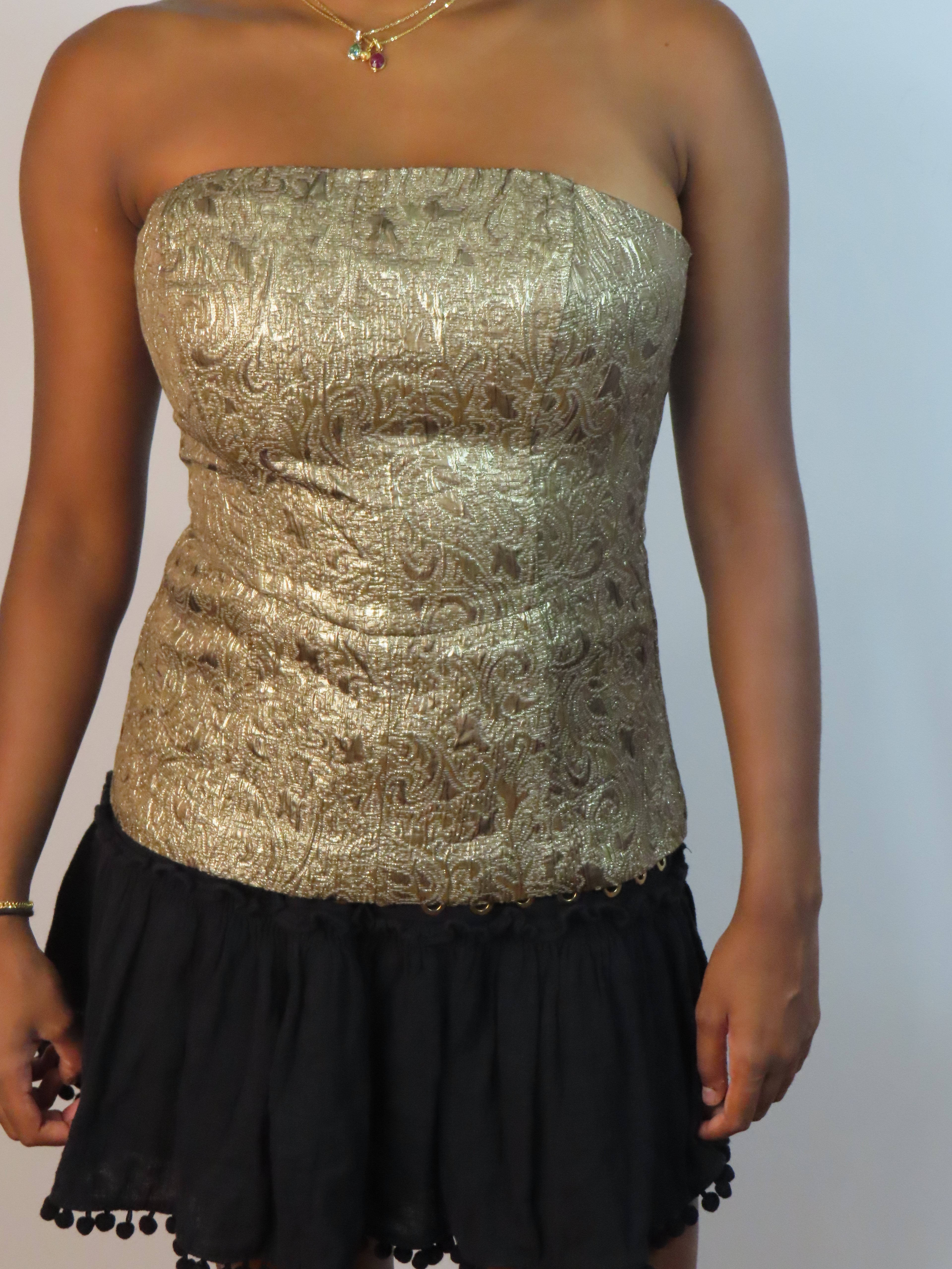 2000s Gold Detailed Corset Top