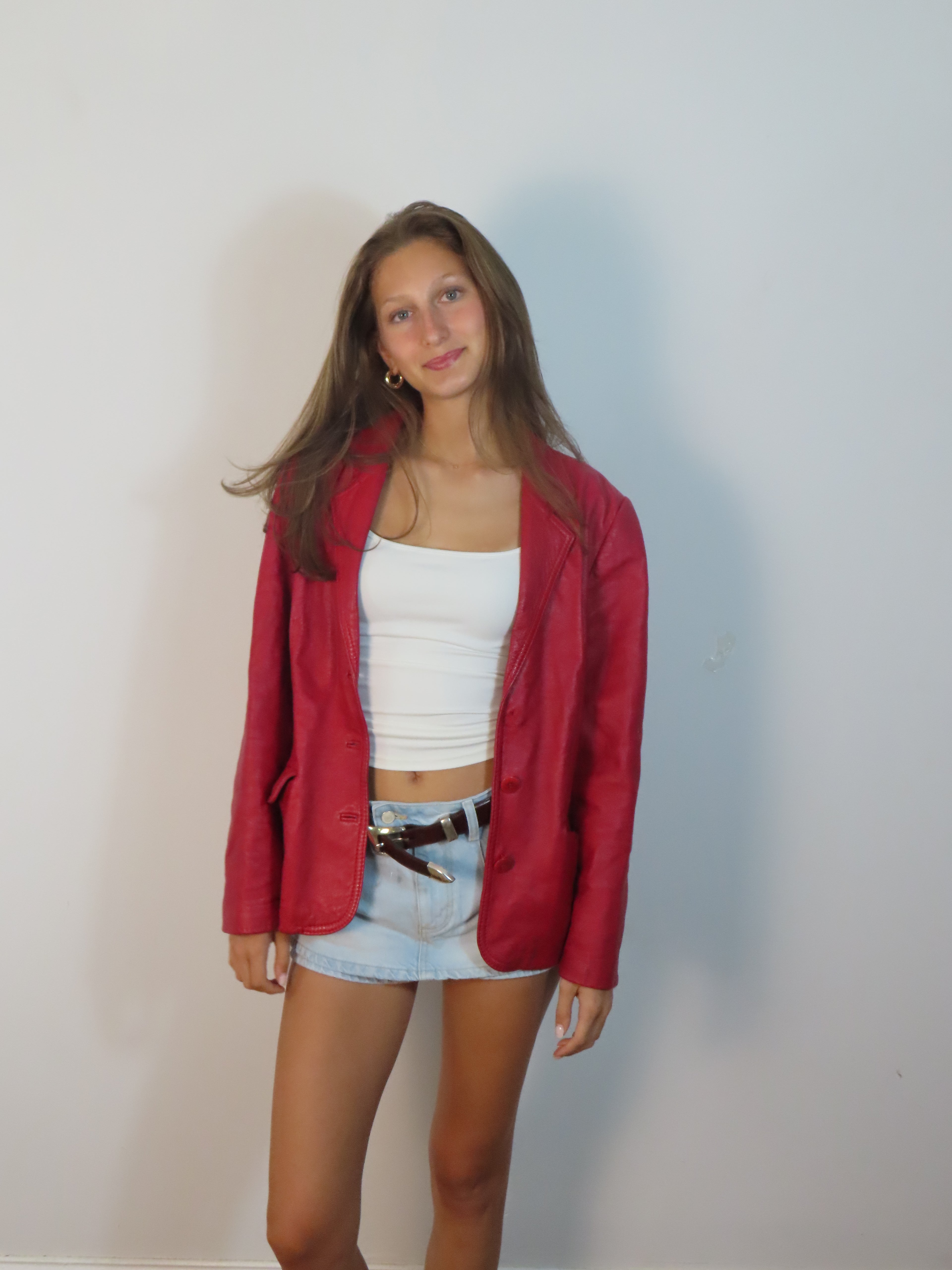 Vintage Italian Cherry Red Leather Jacket