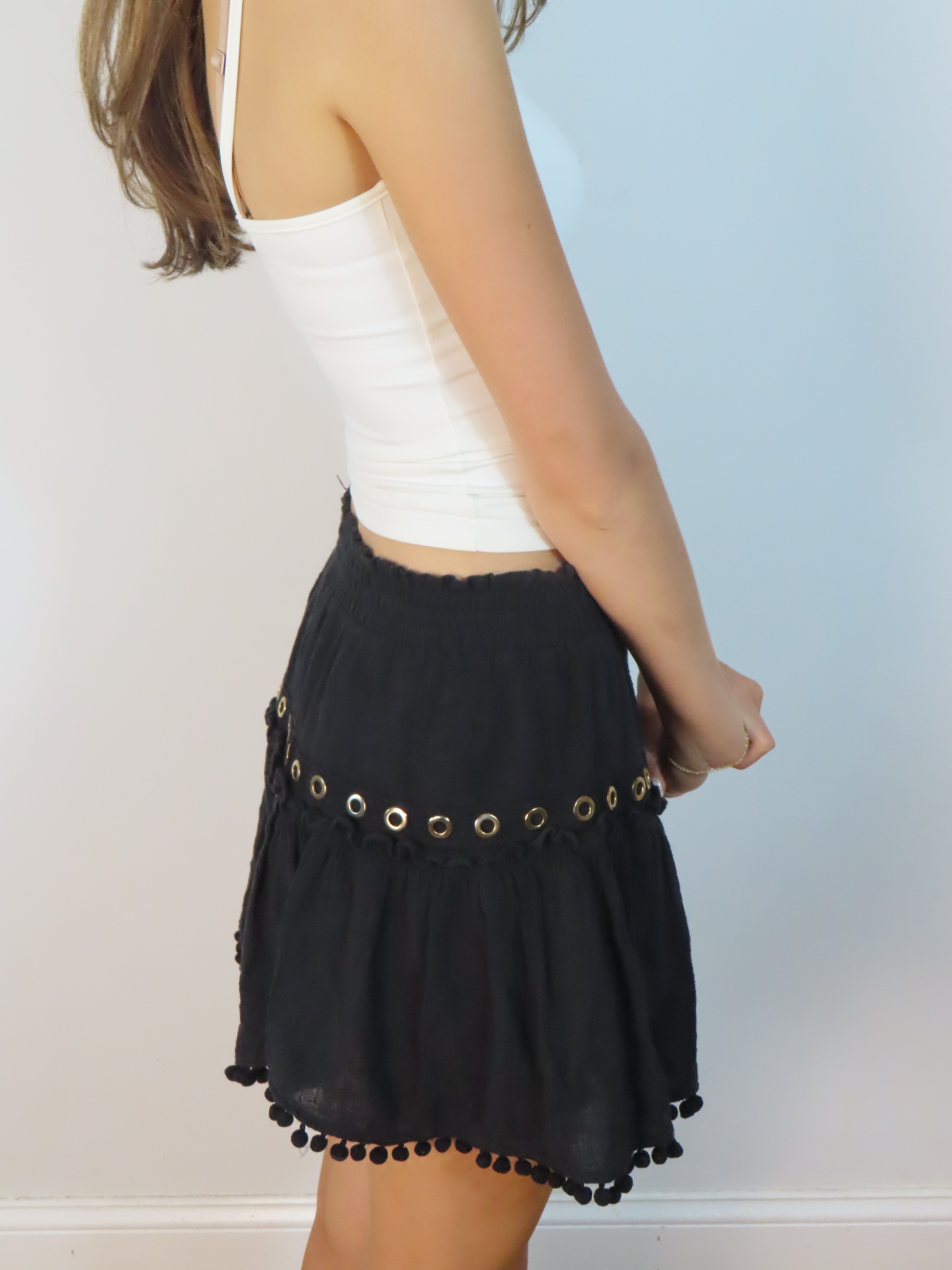 Black Mini Skirt with Gold Detailing