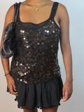Vintage Black Sequin Gold & Black Top