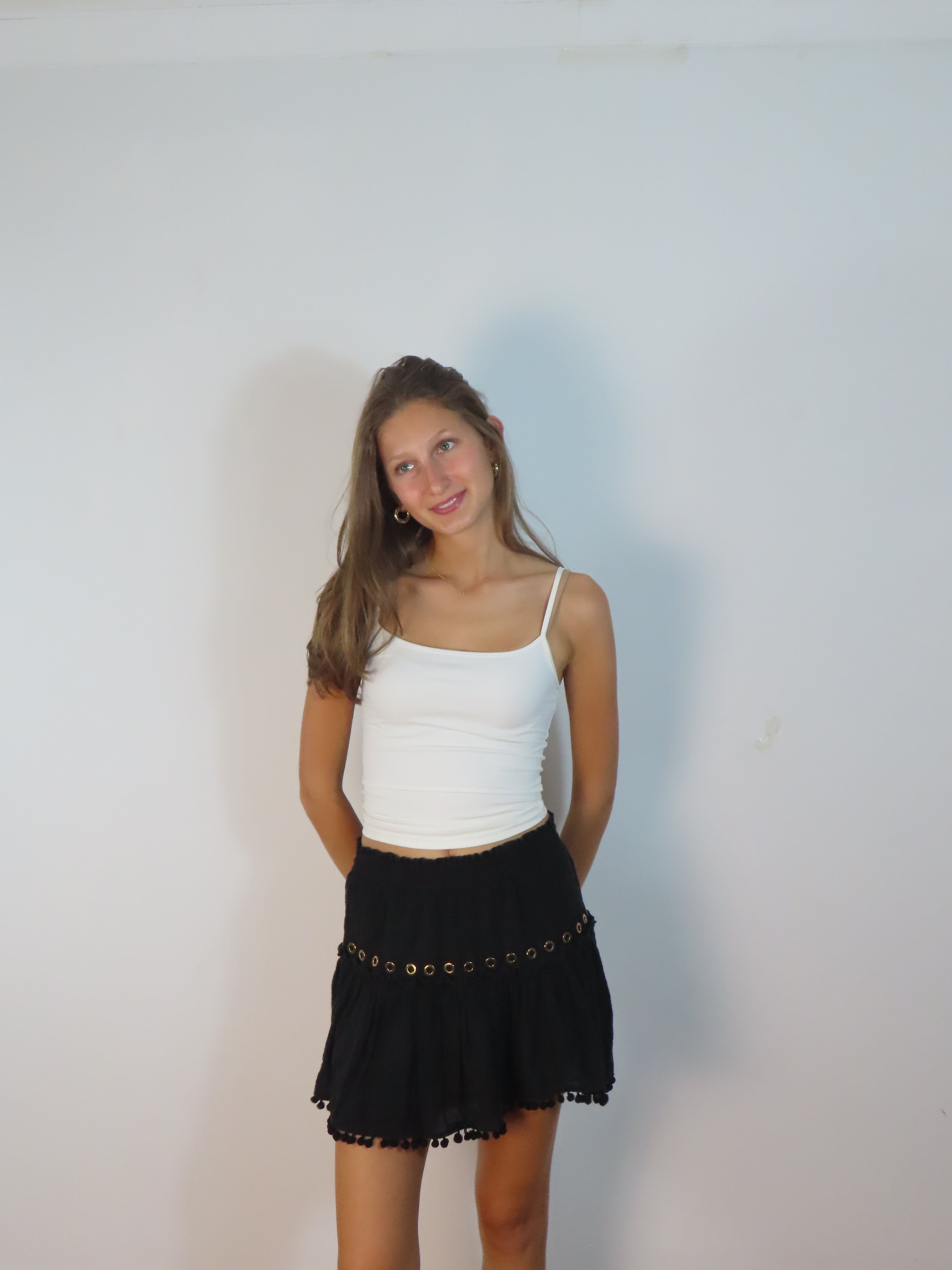Black Mini Skirt with Gold Detailing