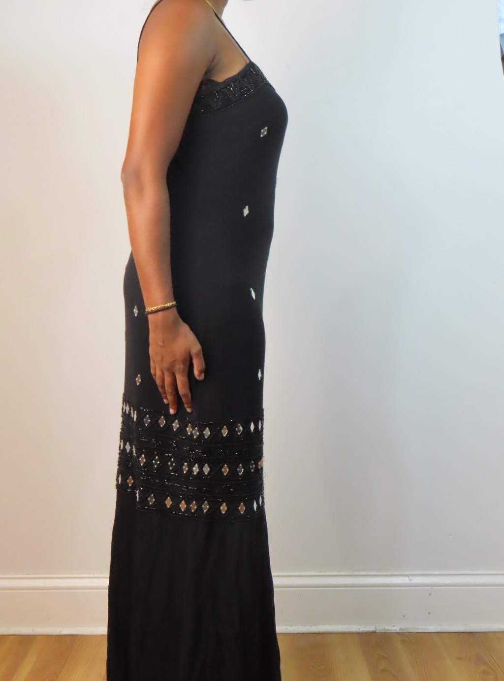 Vintage Embellished Black Gown