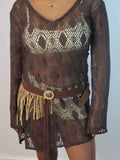 2000s Brown Crochet Dress
