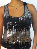Sequin Vintage Black & Silver Top