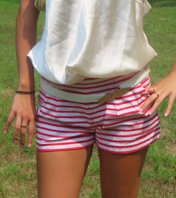 Striped Vintage Cherry & White Shorts